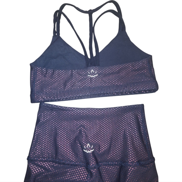 Beyond Yoga Spot On Dotted Leggings And Bra Set XS/Sm Athletic Yoga Blue Purple - Picture 4 of 7